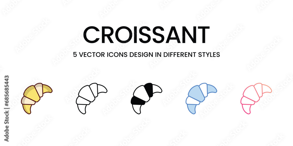 Croissant Icons set. Suitable for Web Page, Mobile App, UI, UX and GUI design. Vector stock illustration. Croissant Icons set. Suitable for Web Page, Mobile App, UI, UX and GUI design. Vector stock illustration.