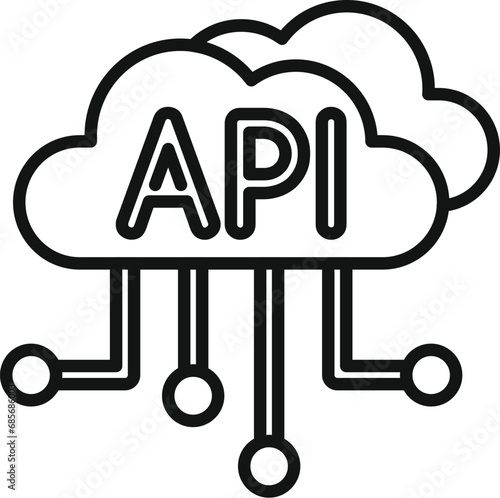 Api data cloud icon outline vector. Gear hosting internet. Server system app