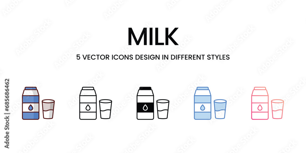 Milk Icons set. Suitable for Web Page, Mobile App, UI, UX and GUI design. Vector stock illustration. Milk Icons set. Suitable for Web Page, Mobile App, UI, UX and GUI design. Vector stock illustration.