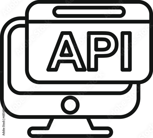 Api monitor icon outline vector. Code gear hosting. Seo coder service