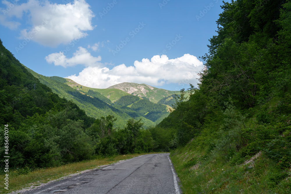 Mountain landscape along the road to Terminillo