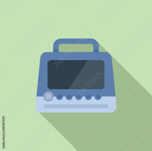 Air defibrillator icon flat vector. Aed heart. Cardiology disease