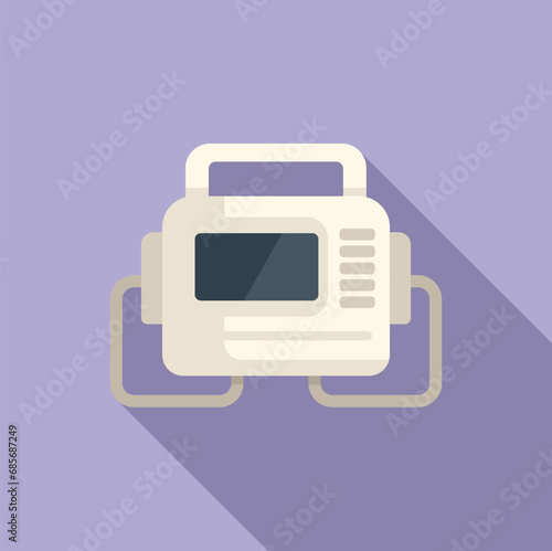 External defibrillator icon flat vector. First treatment. Device cross life