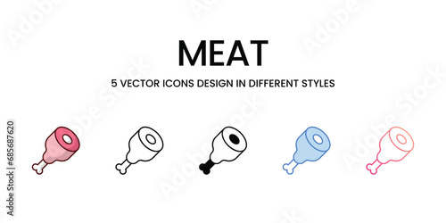 Meat Icons set. Suitable for Web Page, Mobile App, UI, UX and GUI design. Vector stock illustration.