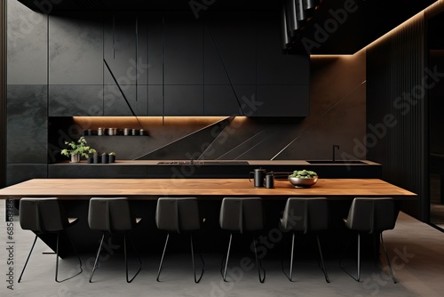 Sleek and modern, dark black kitchen exudes industrial edge and sophisticated style