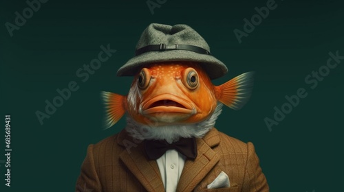 portrait of a fish Nemo animal mafia in a mafia Suit.Generative AI