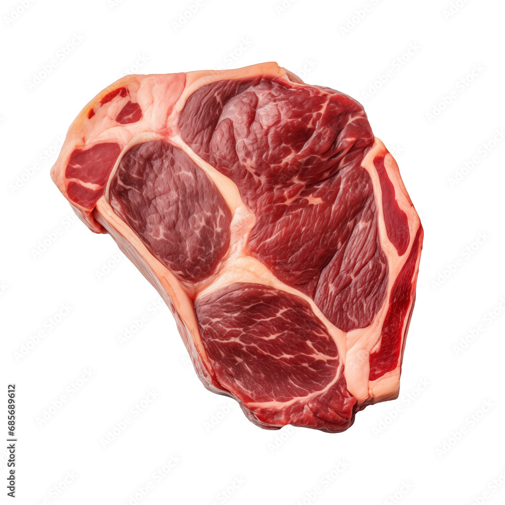 Fototapeta premium Juicy and tender meat top view, cut out - stock png.