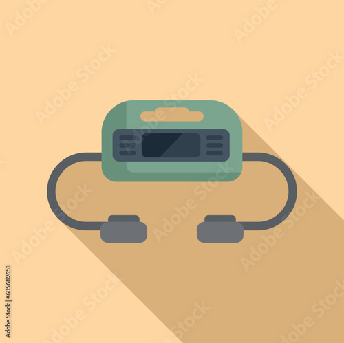 Cardiac defibrillator icon flat vector. Heart attack. Automatic care treatment