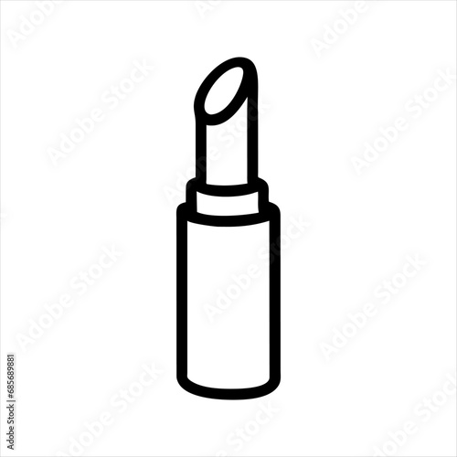 Lipstick flat line icon. Beauty care sign, illustration of makeup. Thin linear logo for cosmetics store. Isolated on White background.