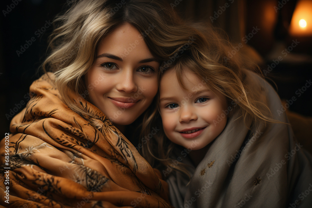 Image of happy people cute family enjoying weekend time together home comfort generative ai Image of happy people cute family enjoying weekend time together home comfort generative ai