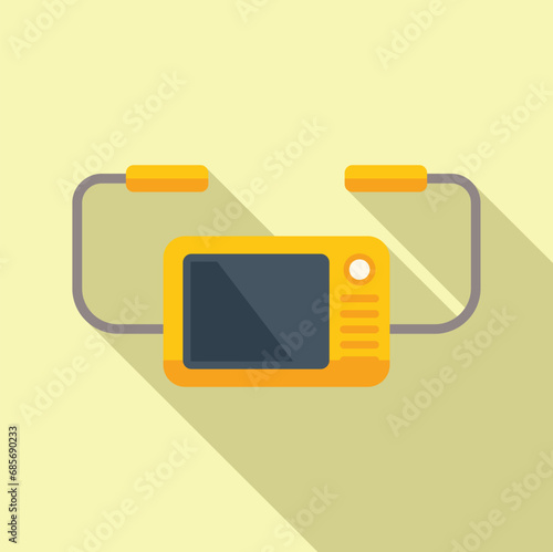 Emergency defibrillator icon flat vector. Automatic care. Person cardiac problem