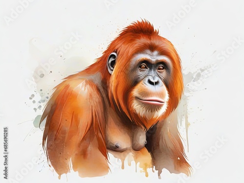 Orangutan estilo acuarela photo