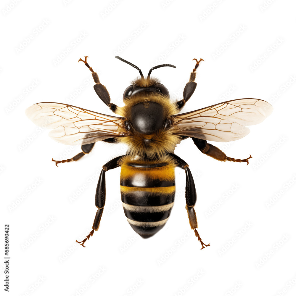Fototapeta premium Beautiful bee, cut out - stock png.