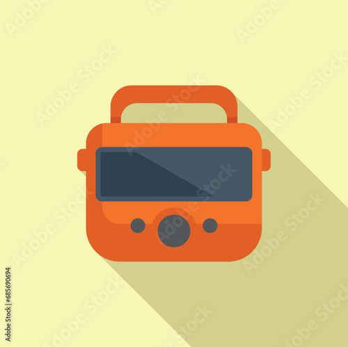 Resuscitation defibrillator icon flat vector. First aid help. Modern device