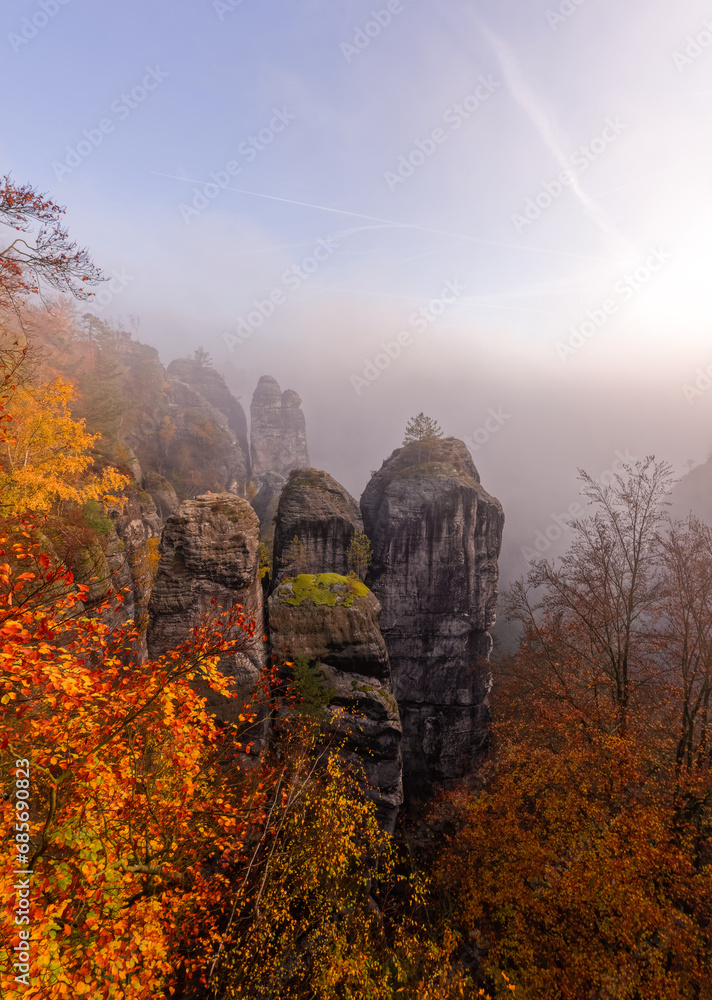 Herbstliche Bastei in der Sächsischen Schweiz