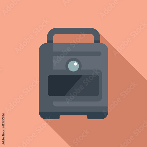 Medical cross defibrillator icon flat vector. Health care. Person heart attack