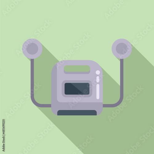 Life save defibrillator icon flat vector. Portable device. Breath attack