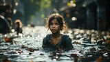 girl in the rain water