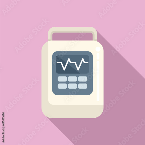 Automatic defibrillator icon flat vector. Breath attack problem. Cardiac care