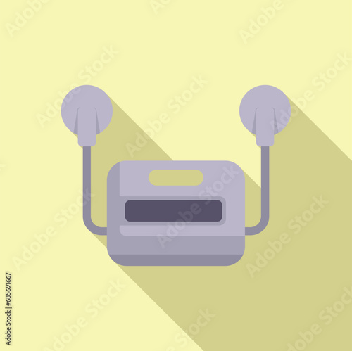 Care defibrillator icon flat vector. Health care device. Person cardiac problem