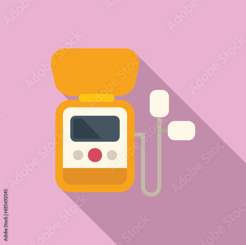 Modern defib icon flat vector. Portable medical device. Breath attack