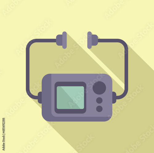 Ems defibrillator icon flat vector. Automatic care device. Patient cardiac attack