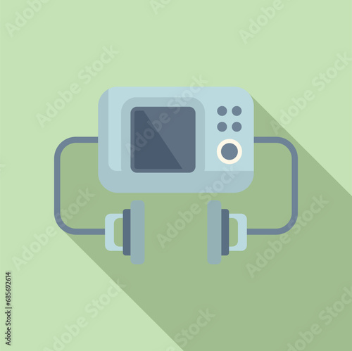 Vital defibrillator icon flat vector. Portable medical device. Safety health