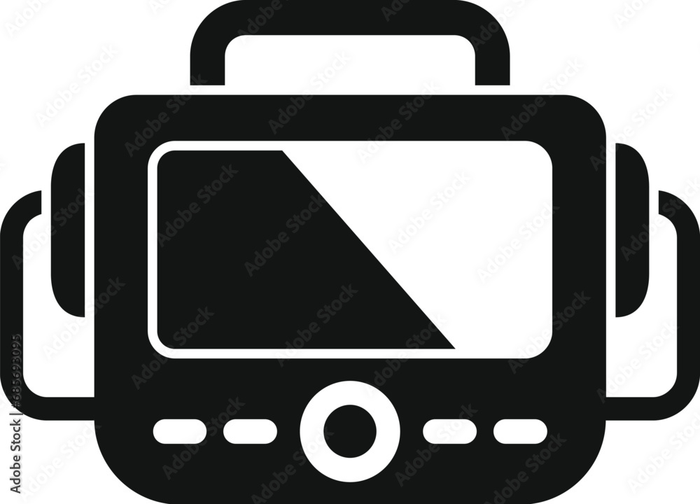 Ambulance defibrillator icon simple vector. Portable device. First cardiac help Ambulance defibrillator icon simple vector. Portable device. First cardiac help