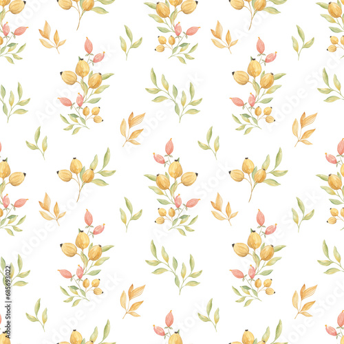Seamless watercolor floral pattern. Autumn. Pattern for fabric. Home textiles. Tablecloth. Watercolor. Texture. Scrapbooking. Flowers Autumn. Spring. Wedding invitations. Holidays