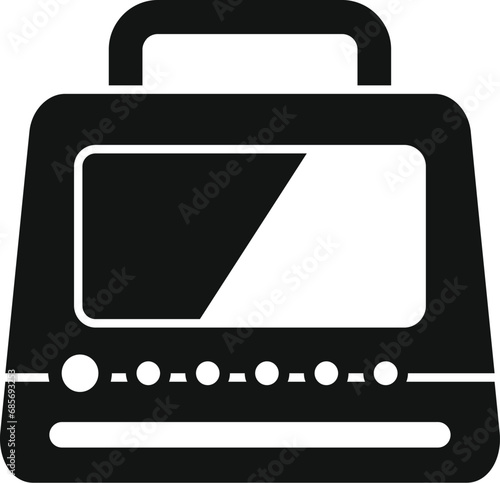 External defibrillator icon simple vector. First treatment. Device cross life