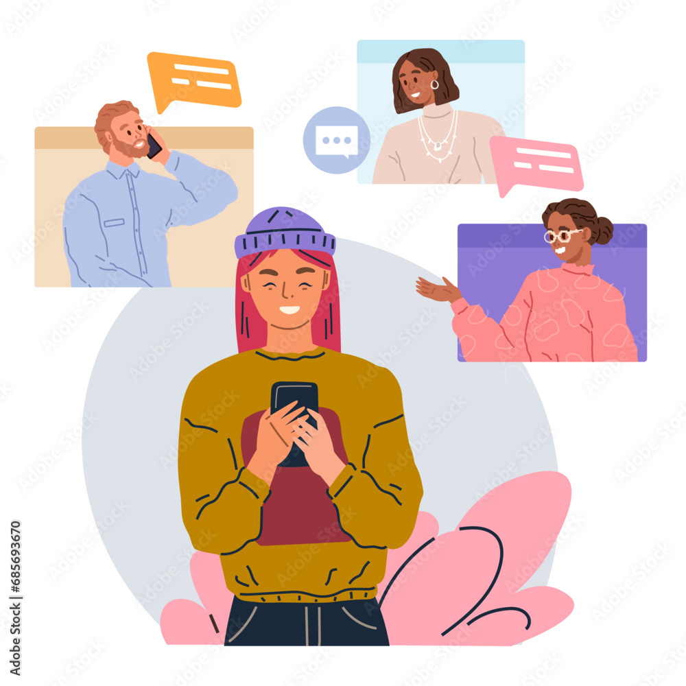 Video conference. Vector illustration. Videoconferencing connects people from different parts world Connecting with others through video conferences has never been easier Meetings conducted via video Video conference. Vector illustration. Videoconferencing connects people from different parts world Connecting with others through video conferences has never been easier Meetings conducted via video