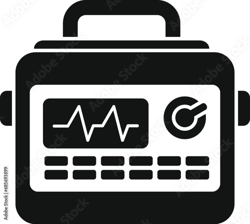 Heart defibrillator icon simple vector. Patient cardiac attack. Cross life saving