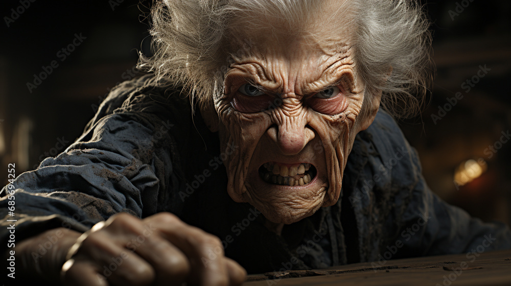 Portrait of angry elderly woman. Portrait of angry elderly woman.