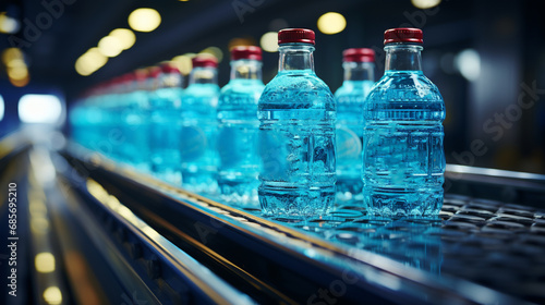 Water bottles on conveyor belt. © andranik123