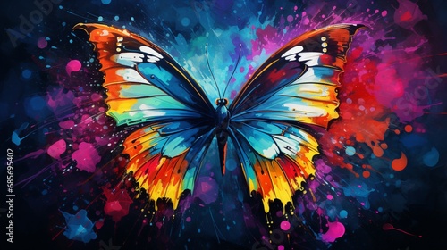 A painted butterfly in a symphony of colors. © Halfpoint