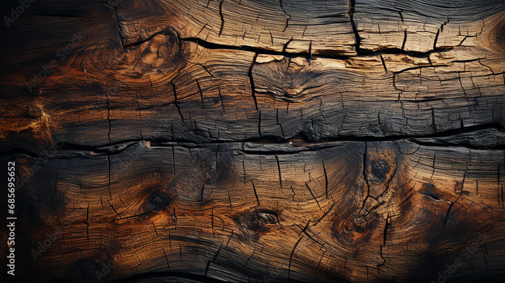 Naklejka premium Wooden bark dark texture.