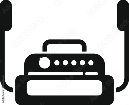 Defibrillator device icon simple vector. Treatment attack. Cross life saving