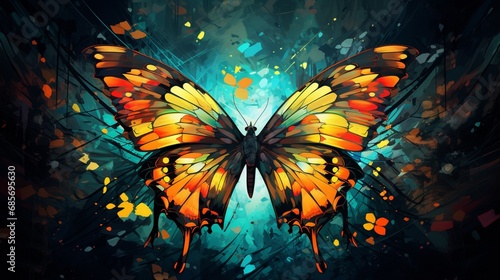 A painted butterfly in a world of abstract shapes. © David Kreuzberg