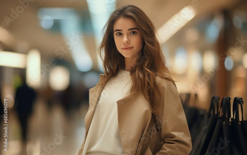 Stylish Girl in Trench Coat photo