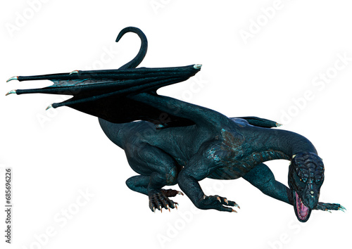 3D Rendering Fairy Tale Dragon on White