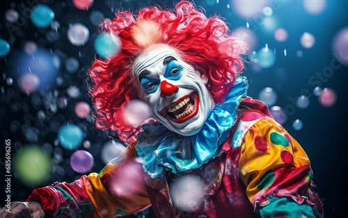 Cheerful and Vibrant Multicolored Clown Laughing