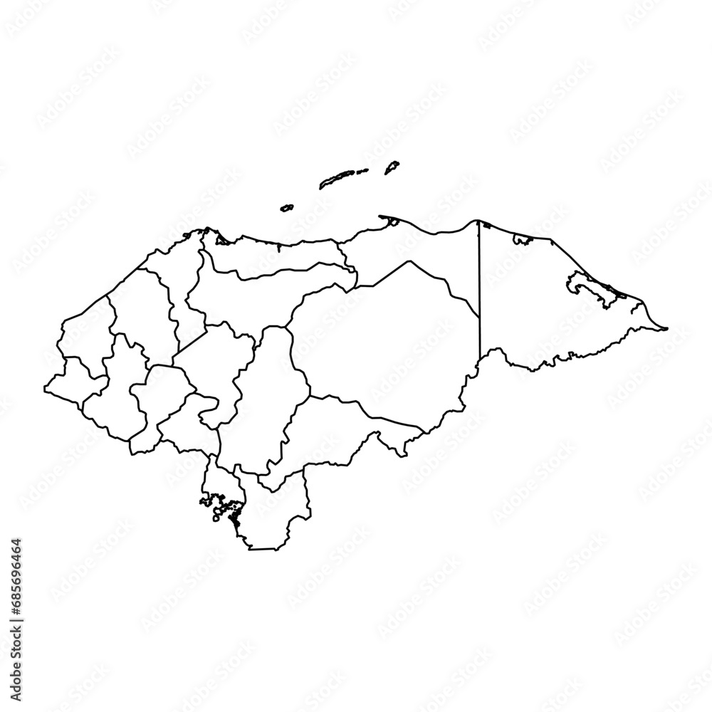 Fototapeta Honduras map with administrative divisions. Vector illustration.