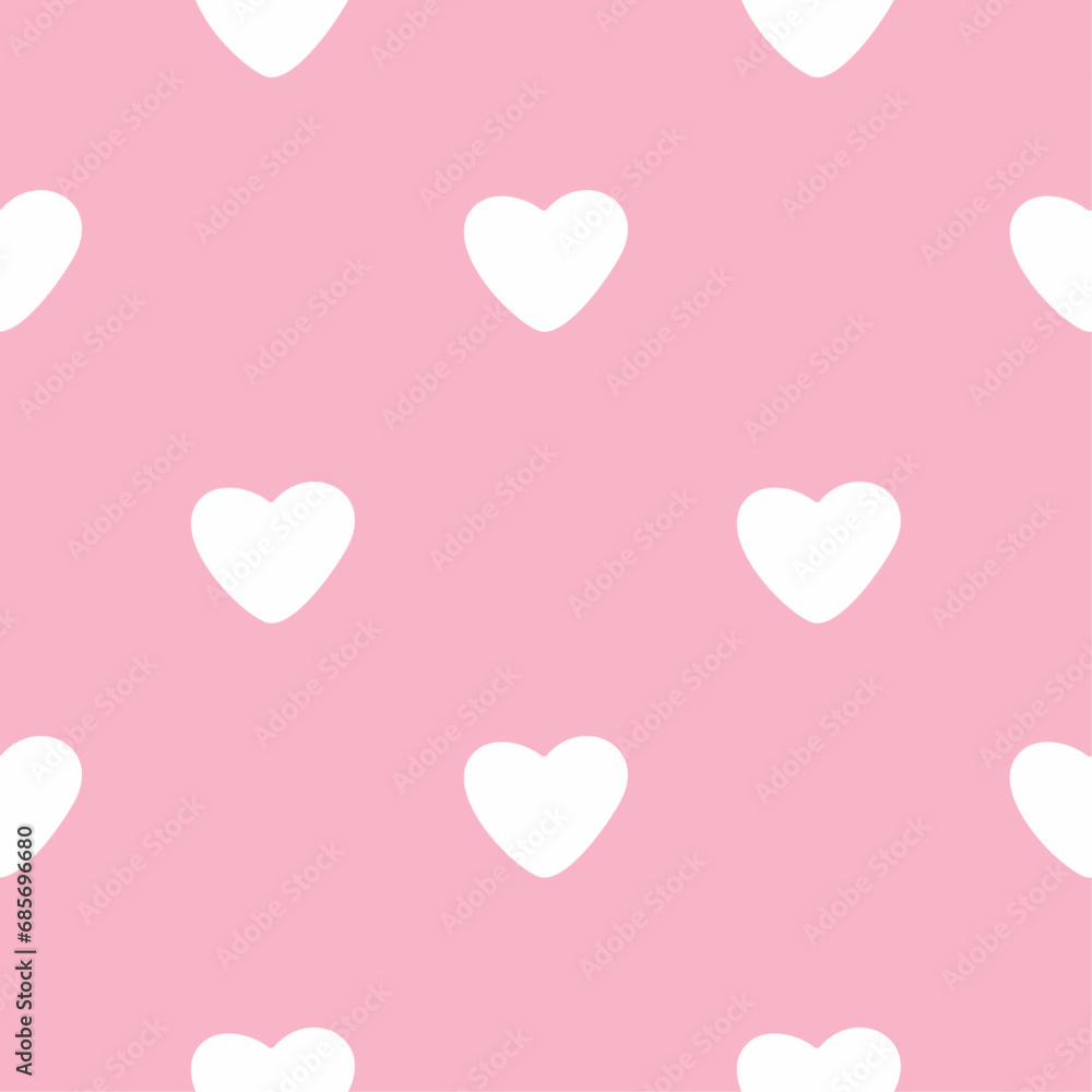 Abstract Hand Drawn Geometric Childish Style Vector Pattern with hearts on a Pink Background. Cute Irregular Geometric Seamless Vector Pattern cozy confetti pastel repeat pattern valentine background