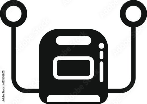 Safety defibrillator icon simple vector. Cardiac attack problem. Cross life