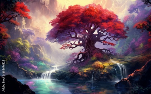Digital Art of a Fantastic Fairytale Tree