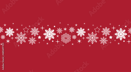 christmas seamless border with snowflakes. vector red and white winter ornament. beautiful new year decoration for christmas card