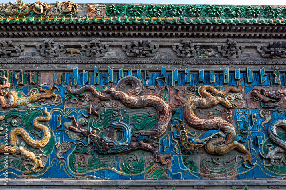 The nine Dragon Wall of Pingyao in China