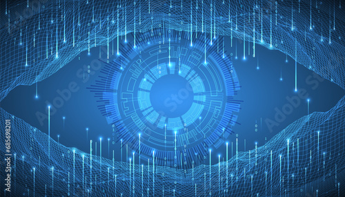 Big Data. Abstract digital futuristic wireframe vector illustration on technology background. Data mining and management concept. Hand drawn art.