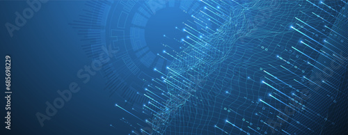 Big Data. Abstract digital futuristic wireframe vector illustration on technology background. Data mining and management concept. Hand drawn art.