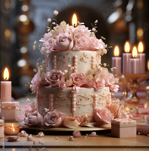 Romantic Opulence : A Luxurious Wedding Cake with Floral Cascade